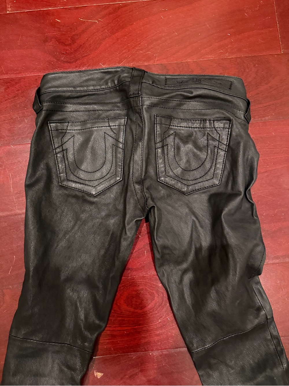 True Religion Black 100% Lamb Leather Skinny Pants Moto